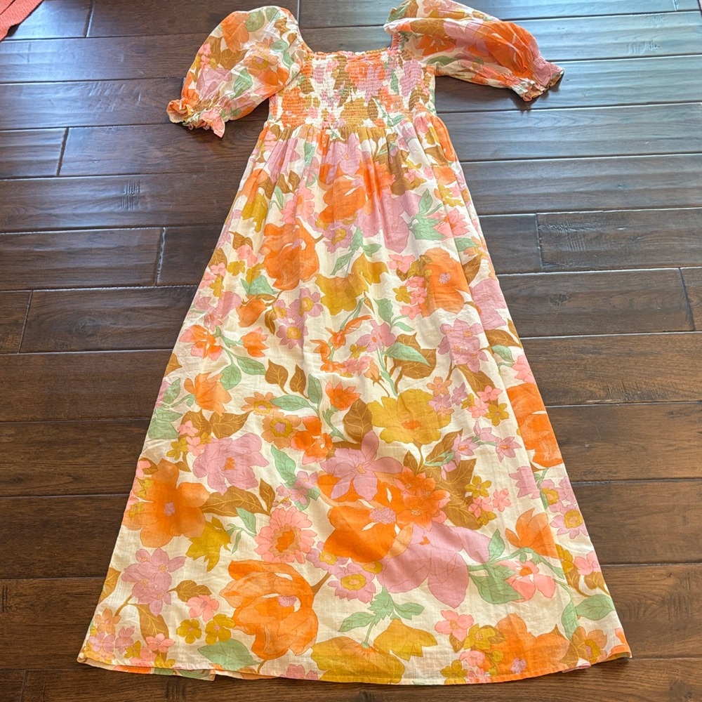Billabong Kids Dress with Orange and Pink Floral Design
